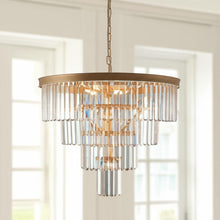 Load image into Gallery viewer, Metal Twelve Light Chandelier With Shades - Gold