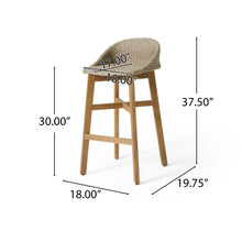 Load image into Gallery viewer, Beeson - Outdoor Wicker And Acacia Wood Barstools Set, Water Resistant - Brown