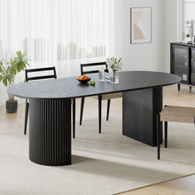 Load image into Gallery viewer, 79'' Wood Double Pedestal Base Oval Dining Table - Black