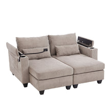 Load image into Gallery viewer, Convertible Chaise Lounge Sofa Chair With USB Ports, Cup Holders, Phone Holder And Storage