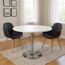 Load image into Gallery viewer, 36" Wood And Metal Pedestal Base Round Top Dining Table - Black