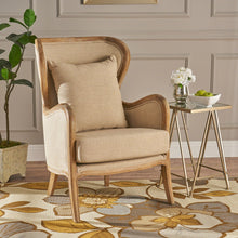 Load image into Gallery viewer, Crenshaw - Wing Arm Chair With Oak Frame And High Back - Beige