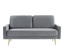 Load image into Gallery viewer, Velvet Sofa With Brass Legs - Gray