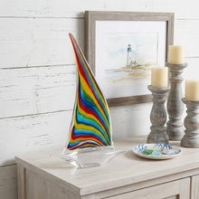 Load image into Gallery viewer, Murano Sailboat Tabletop Sculpture - Clear / Red / Blue