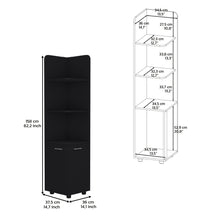 Load image into Gallery viewer, Corner Cabinet Tall With 3 Tier Shelf And 2 Door - Black