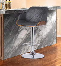 Load image into Gallery viewer, Faux Leather And Iron Low Back Adjustable Height Swivel Bar Chair - Gray And Silver