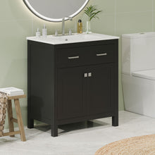 Load image into Gallery viewer, Bathroom Vanity With Ceramic Sink, Modern Single Bathroom Cabinet With 2 Doors And A Shelf, Soft Close Doors