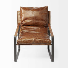 Load image into Gallery viewer, Leather Distressed Lounge Chair - Brown / Black