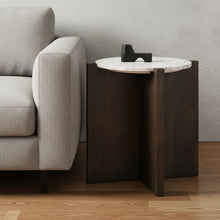 Load image into Gallery viewer, Stone And Wood Tray Table - White / Brown