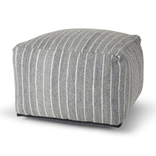 Load image into Gallery viewer, Textural Stripe Cube Pouf Ottoman - Blue / White