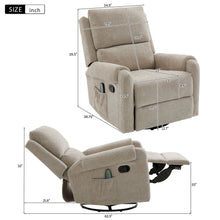 Load image into Gallery viewer, Manual Recliner Massage Chair With Swivel Rocker, 8 Massage Modes, Side Storage Pocket