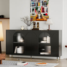 Load image into Gallery viewer, Accent Cabinet Lacquered Wooden Cabinet With 4 Glass Doors Sideboard Buffet Server Cabinet Storage Cabinet, For Living Room, Entryway, Hallway, Office, Kitchen And Dining Room