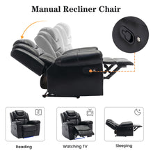 Load image into Gallery viewer, Home Theater Seating Manual Recliner Chair With Center Console And Led Light Strip For Living Room