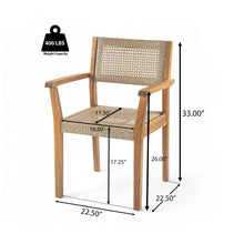 Load image into Gallery viewer, Amaris Outdoor Patio 7Pcs Acacia Wood Dining Set With Faux Wicker Chairs In Teak