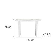 Load image into Gallery viewer, Faux Marble Sled Console Table - White And Silver