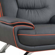 Load image into Gallery viewer, 47" Leather Match Arm Chair - Black And Silver