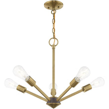 Load image into Gallery viewer, 18'' Five-Light Dimmable Chandelier With Shades - Antiqued Brass
