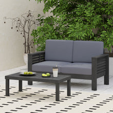 Load image into Gallery viewer, Acacia Wood Loveseat And Coffee Table Set With Cushions