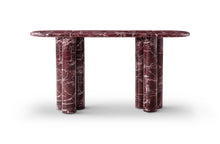 Load image into Gallery viewer, Genuine Marble And Stone Double Pedestal Console Table - Red