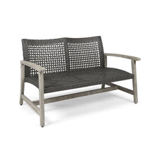 Load image into Gallery viewer, Hampton - Outdoor Wood And Wicker Loveseat - Gray