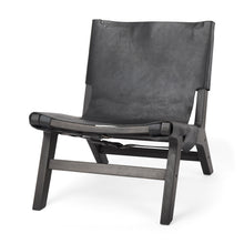 Load image into Gallery viewer, Genuine Leather And Solid Wood Slipper Chair - Black