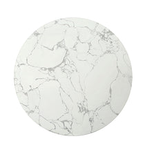Load image into Gallery viewer, Faux Marble Solid Wood And Steel Round Drum Coffee Table - White / Espresso / Gold