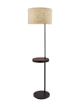 Load image into Gallery viewer, Tray Table Floor Lamp With Beige Drum Shade - Black