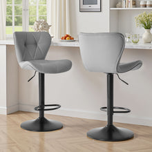 Load image into Gallery viewer, Faux Leather Aluminum Swivel Bar Chairs (Set of 2) - Gray / Black