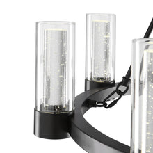 Load image into Gallery viewer, Candle Style Eight Light Metal Dimmable Smart Enabled Chandelier With Shades - Black / Clear