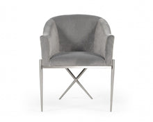 Load image into Gallery viewer, Velvet Solid Color Arm Chair - Gray And Silver