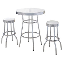 Load image into Gallery viewer, Midge - 3 Piece Round 1950S Bistro Pub Bar Table Set With Upholstery - White