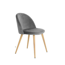 Load image into Gallery viewer, Velvet Metal Dining Side Chairs (Set of 2) - Gray / Oak
