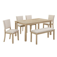 Load image into Gallery viewer, 6 Piece Dining Table Set With Bench - Beige / Light Oak