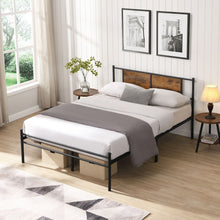 Load image into Gallery viewer, ModerMetal Bedframe With Wood Panel Headboard