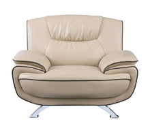 Load image into Gallery viewer, Leather Match Arm Chair - Beige And Silver