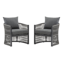 Load image into Gallery viewer, Modern Curved Aluminum Lounge Chair With Stylish Rope Weave Design And Cushioned Comfort For Outdoor