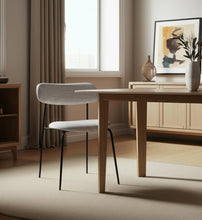 Load image into Gallery viewer, Upholstered Fabric Metal Open Back Dining Side Chair - Gray