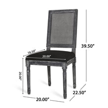 Load image into Gallery viewer, French Country Dining Chair With Rectangular Cane Backrest And Smooth Upholstered Seating