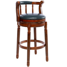 Load image into Gallery viewer, Swivel Cow Top Wooden Bar Stool, 360 Degree Swivel Bar Height Chair With Backs For Home Kitchen Counter