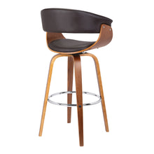 Load image into Gallery viewer, 27" Faux Leather And Iron Swivel Low Back Counter Height Bar Chair - Brown