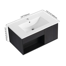 Load image into Gallery viewer, Wall Mounted Floating Bathroom Vanity With Open Shelf & Soft Close Door