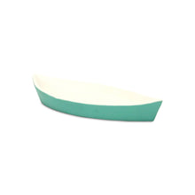 Load image into Gallery viewer, 10" Cast Iron Oval Boat Shaped Tray - Aqua / White