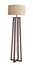 Load image into Gallery viewer, Solid Wood Novelty Floor Lamp With Beige Drum Shade - Brown