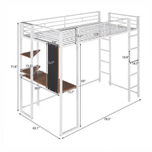 Load image into Gallery viewer, Hearth & Haven - Twin Metal Loft Bed With 2 Shelves And One Desk - White