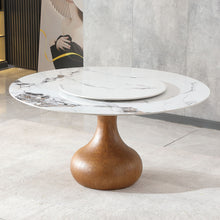 Load image into Gallery viewer, Round Dining Table 53" With Lazy Susan - Walnut / White