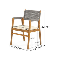 Load image into Gallery viewer, Outdoor Acacia Wood Dining Armchair With Cushion (Set of 2)