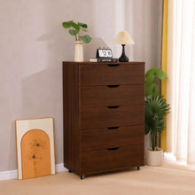 Load image into Gallery viewer, Modern 5 Drawer Dresser With Wheels