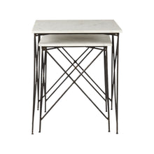 Load image into Gallery viewer, Marble And Metal Square Nested Tables (Set of 2) - Black And White