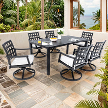 Load image into Gallery viewer, Modern Classic Outdoor Patio Dining Set, Rectangular Table & Dining Chairs, Rust Free, Weather Resistant