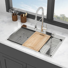 Load image into Gallery viewer, Drop In Kitchen Sink With Workstation, 16 Gauge - Brushed Nickel